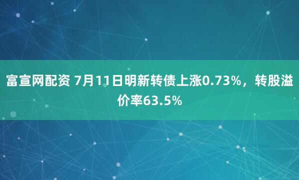 富宣网配资 7月11日明新转债上涨0.73%，转股溢价率63.5%